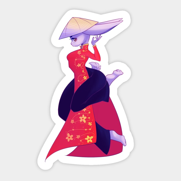 Áo dài Sticker by ooglywooglies